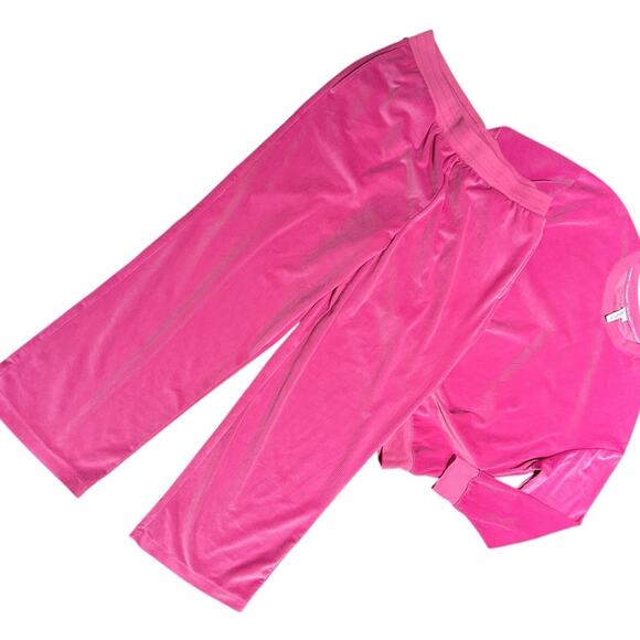 Joyspun Womens Size Large Hot Pink Velour 2 Piece Athleisure Pant Set - Picture 1 of 10